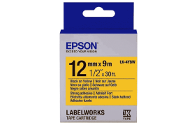 Epson LK-4YBW Orjinal Güçlü Yapışkanlı Etiket Siyah Sarı 12mm (9m) - Epson