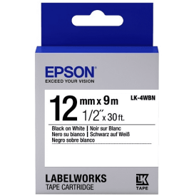 Epson LK-4WBN Orjinal Etiket Kartuşu Siyah Beyaz 12 mm C53S654021 