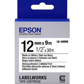 Epson LK-4WBW Orjinal Güçlü Yapışkanlı Etiket Kartuşu Siyah Beyaz 12 mm 