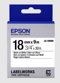 Epson LK-5WBN Orjinal Etiket Kartuşu Siyah / Beyaz 18 mm 