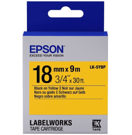 Epson LK-5YBP Orjinal Pastel Etiket Kartuşu Siyah Sarı 18 mm (9m) 