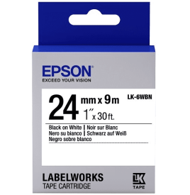 Epson LK-6WBN Orjinal Standart Etiket Kartuşu Siyah Beyaz 24 mm 