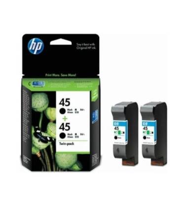 HP 45 Siyah 51645AA 2'li Paket Kartuş 42ML-CC625A - 1